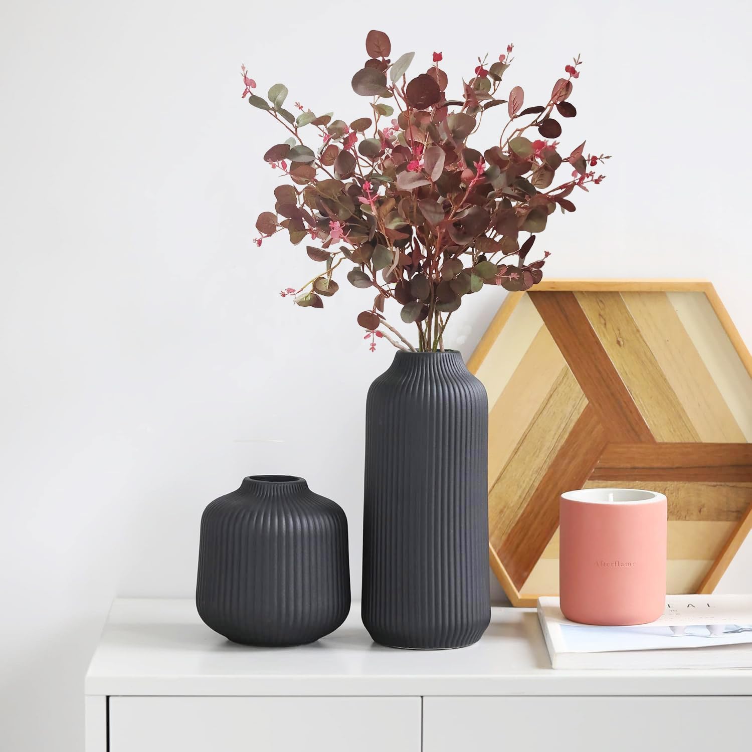 3Pcs Eucalyptus Stems Fall Greenery Stems 30" Artificial Silk Greenery Leaves for DIY Wedding Arch Bouquet Filler Table Centerpieces Home Indoor Decor