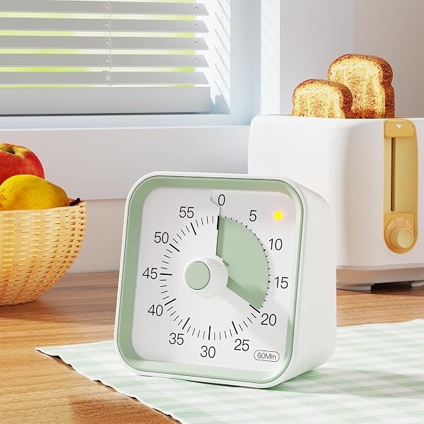 InfPokid Minuteur Visuel Timer Enfant avec Fonction Pause, Compte à Rebours de 60 Minutes Minuteur Enfant pour Salle de Classe, études, Cuisine, Silencieux Gestion du Temps pour Le TDAH (Blanc) - 2