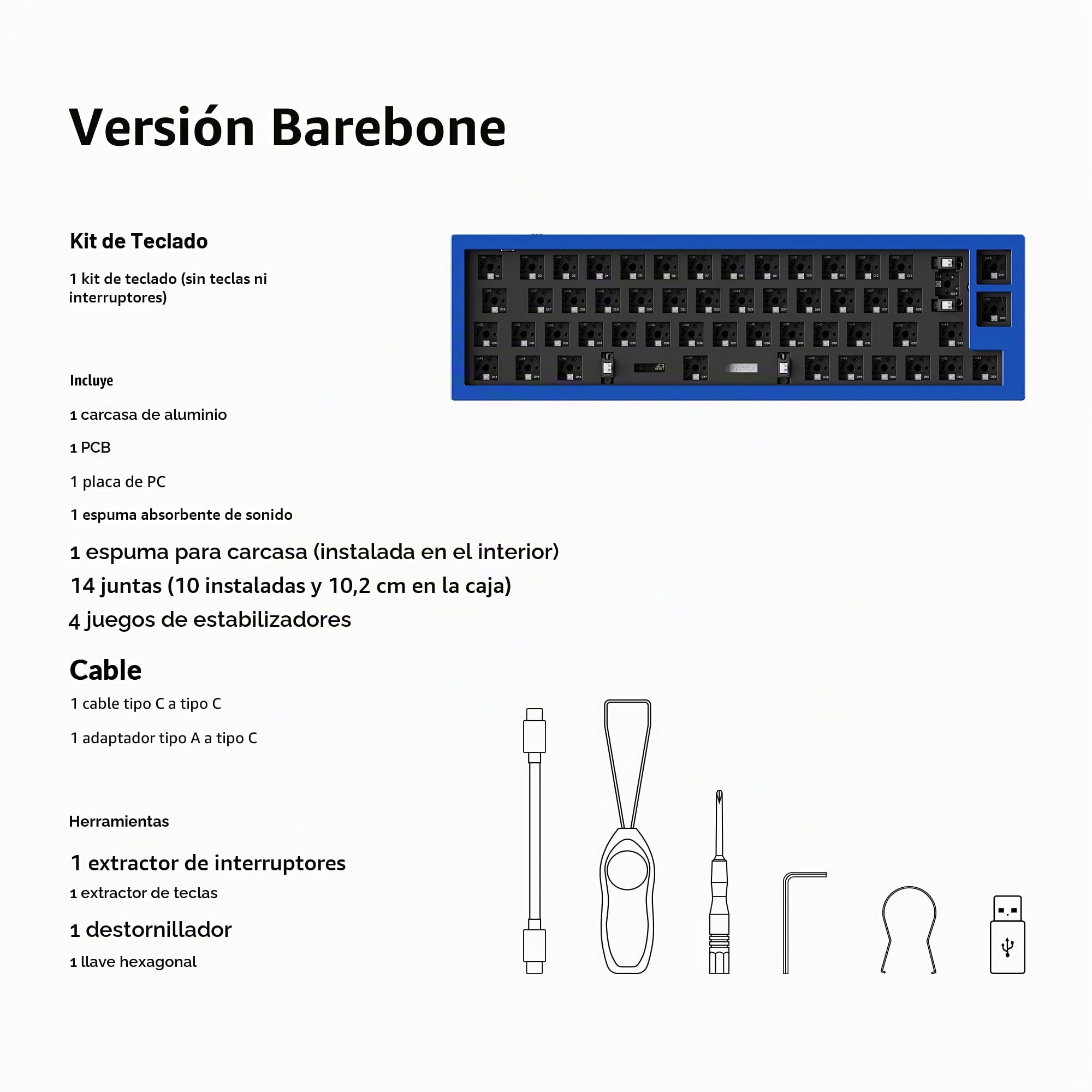 Keychron Q9 Kit de Teclado Mecánico Barebone, Diseño ISO 40%, Programable con QMK/Via, Cuerpo de Aluminio CNC, RGB, Compatible con Interruptores MX de 3 y 5 Pines, para Windows y macOS, Azul