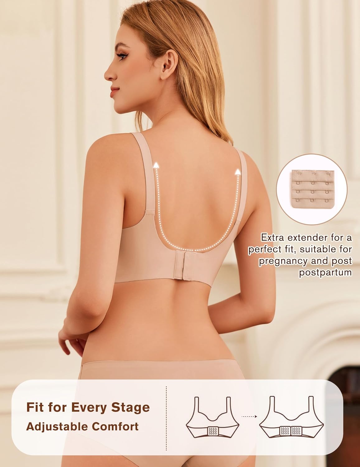 Ekouaer Women Mesh Support Nursing Bra Seamless Ultra Soft Maternity Bras Pregnancy Sleep Bralette with Extra Extenders - Image 5