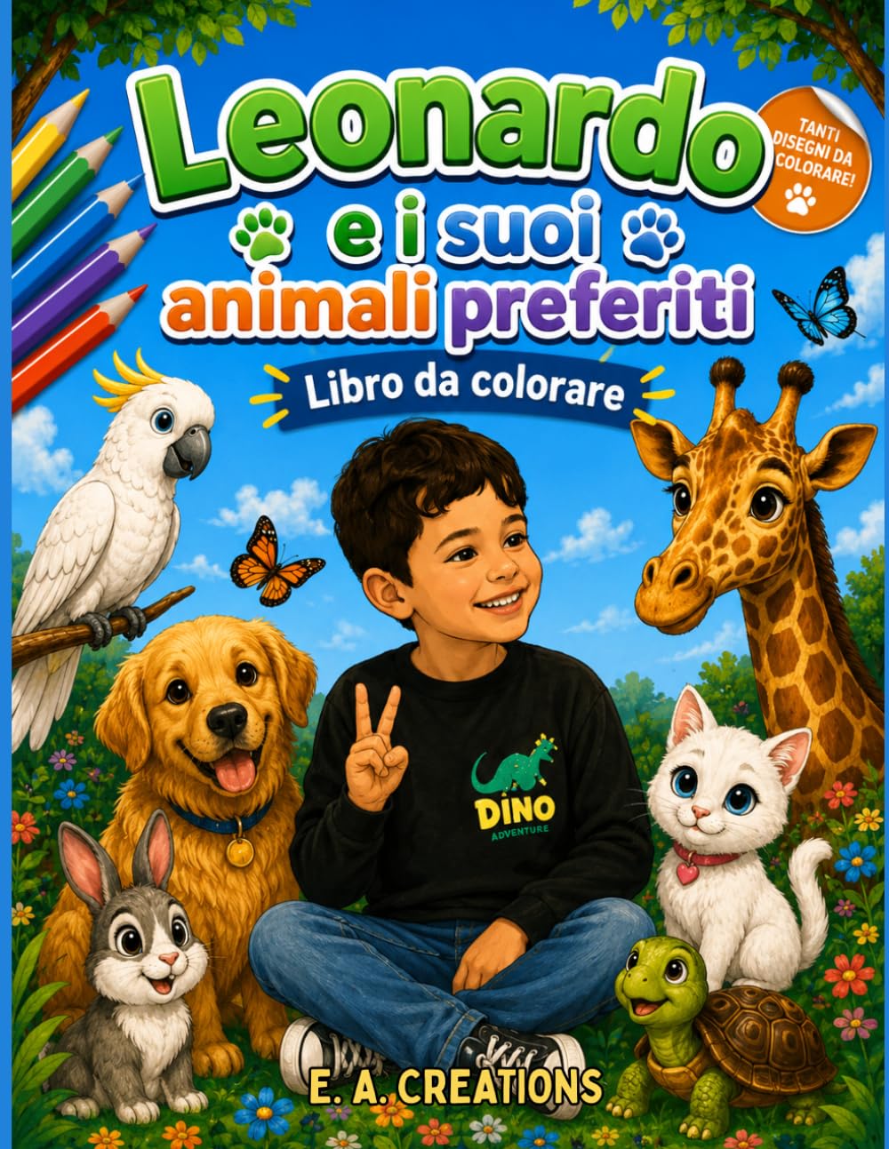 Leonardo e i suoi animali preferiti: Libro da colorare