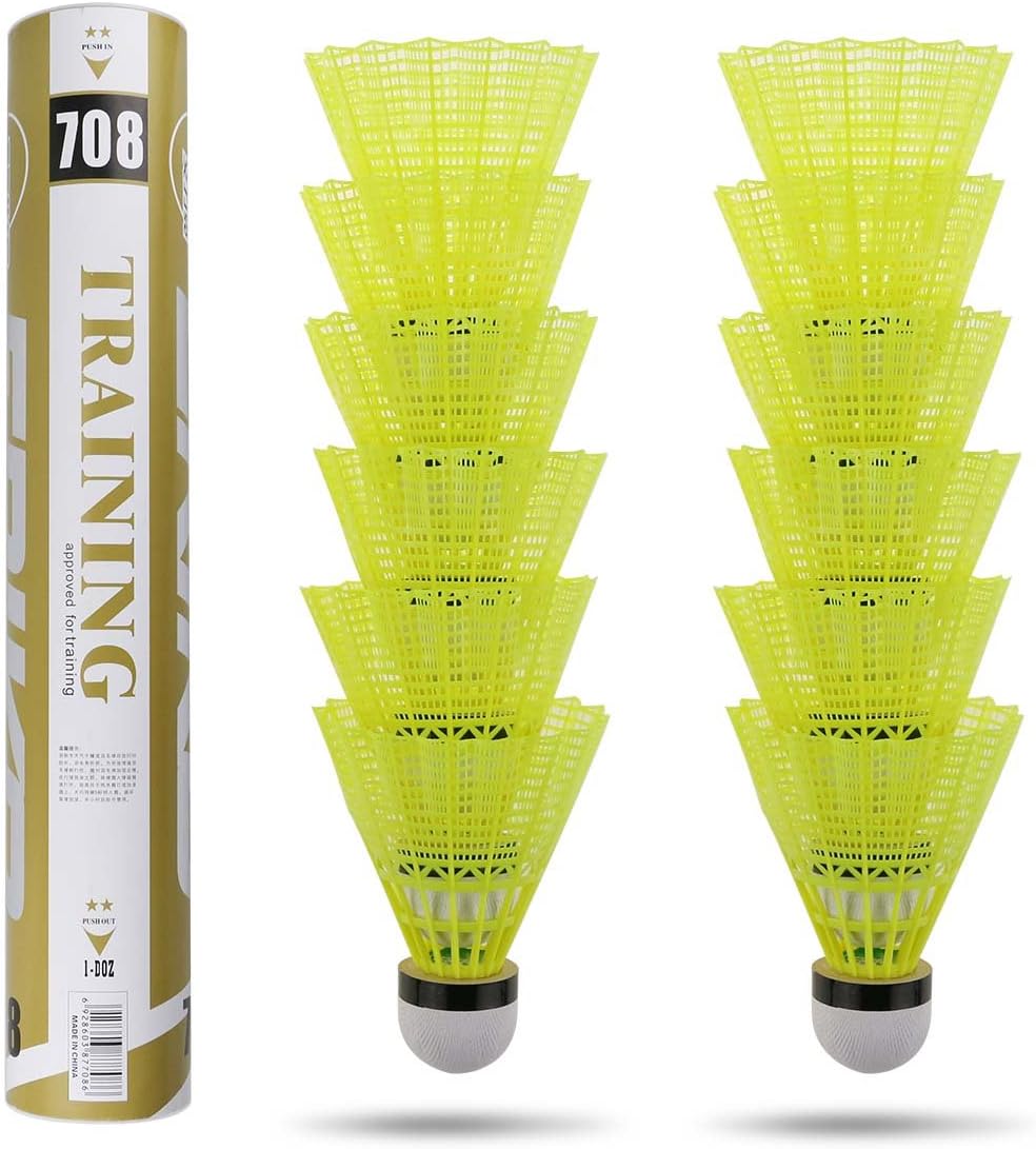 Philonext 12-Pack Badminton Shuttlecocks, Sport Plastic Shuttlecocks -Stable & Durable Sports Training Badminton Balls for Indoor Outdoor Game (Yellow) : Sports & Outdoors