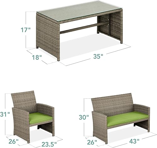 Miniatura 147 de Best Choice Products Juego de muebles de conversación de patio de mimbre al aire libre de 4 piezas para patio trasero con mesa de café, cojines de