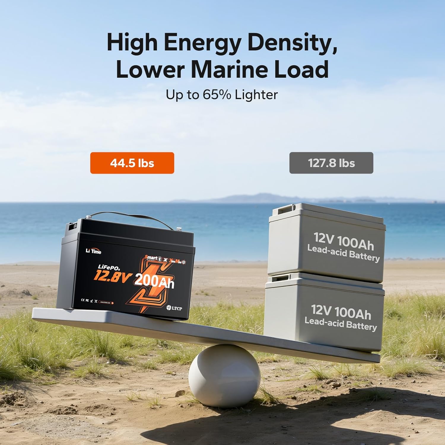 Litime 12V 200Ah Bluetooth Trolling Motors LiFePO4 Battery (Group 31+), 12 Volt Mini Lithium Batteries with Low Temp Protection, Up to 20000 Deep Cycles, 200A BMS for RV, Marine, Solar, Off-Grid