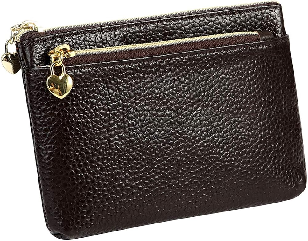 Monedero de cuero genuino para mujer, bolsillo con cremallera, monedero, monedero, monedero, monedero con cremallera