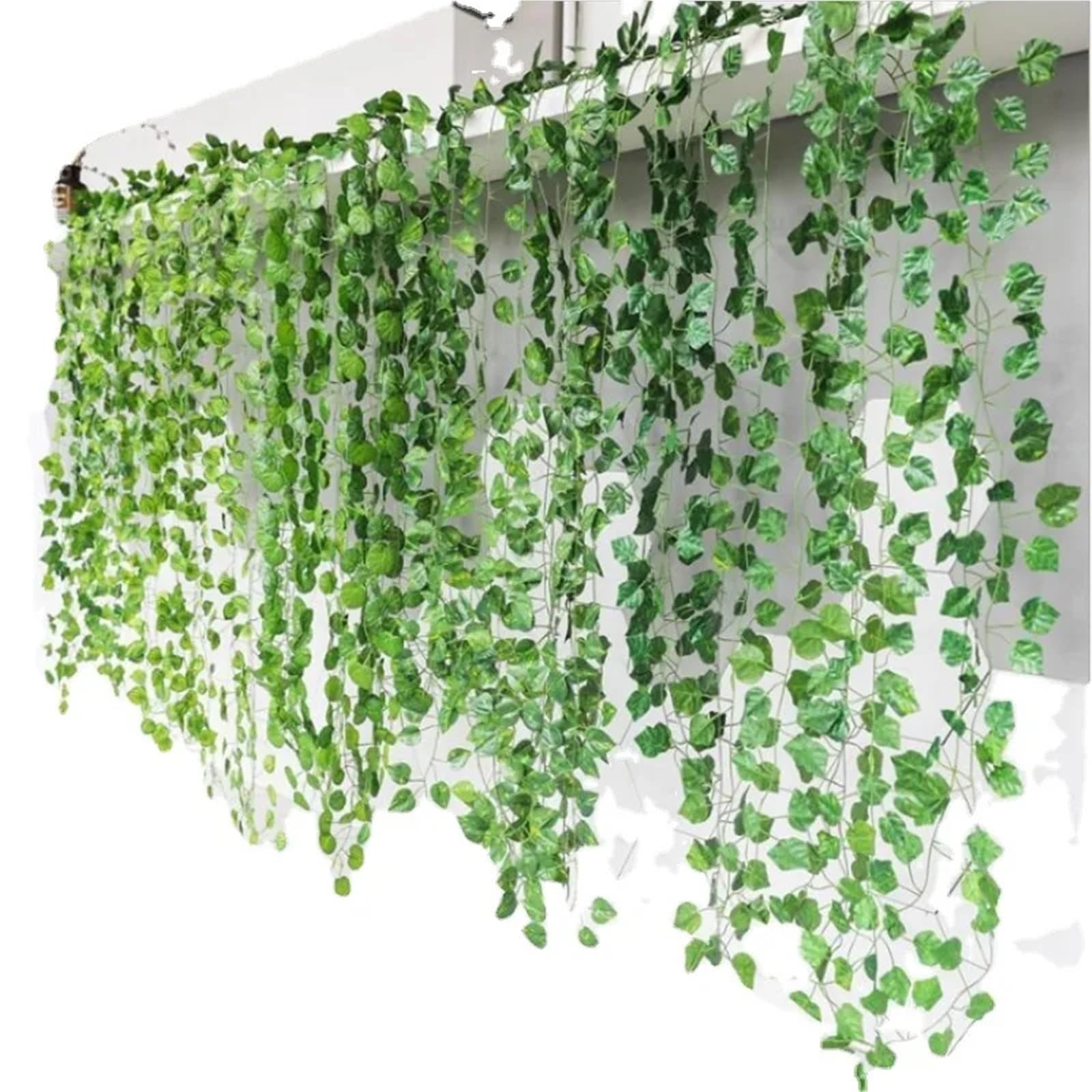 Vite artificiale a foglia Ghirlanda di foglie edera artificiale in rattan verde, finte piante da appendere, parete, for matrimoni, feste, decorazioni fai te for il giardino(A,100M(50 Strings))
