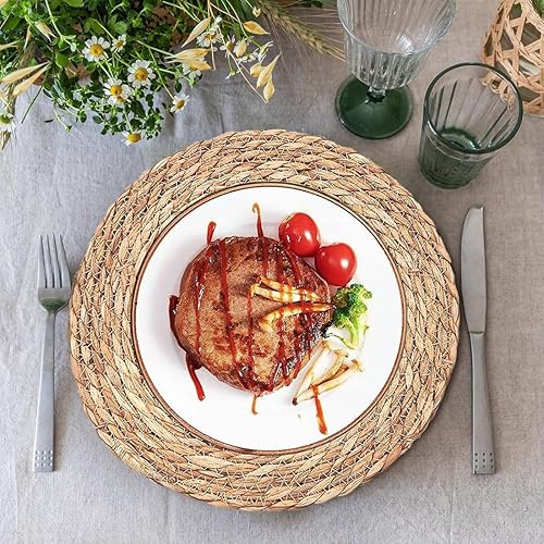 Miniatura 4 de Manteles individuales redondos de ratán bohemio de 12 pulgadas, manteles individuales de mimbre trenzado, manteles individuales de mimbre para mesa