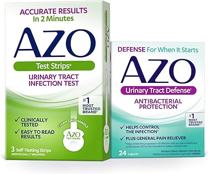 AZO Urinary Tract Infection UTI Test Strips 3 Count + AZO Urinary Tract Defense 24 Count