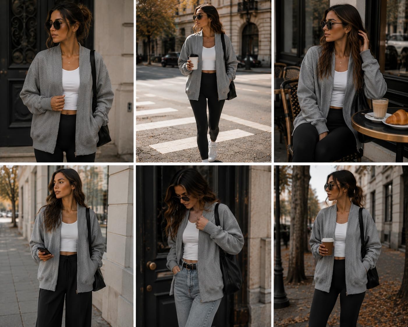 LICOBOD Oversized Cotton Open Front Women Sweatshirt Cardigan Lightweight Jacket Loose Fit Pocket Casual Athleisure Outerwear