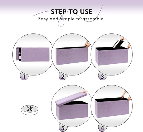 Miniatura 87 de PINPLUS Otomanas otomanas de almacenamiento con forma cuadrada con reposapiés de almacenamiento para sala de estar, asiento otomano Boucle para