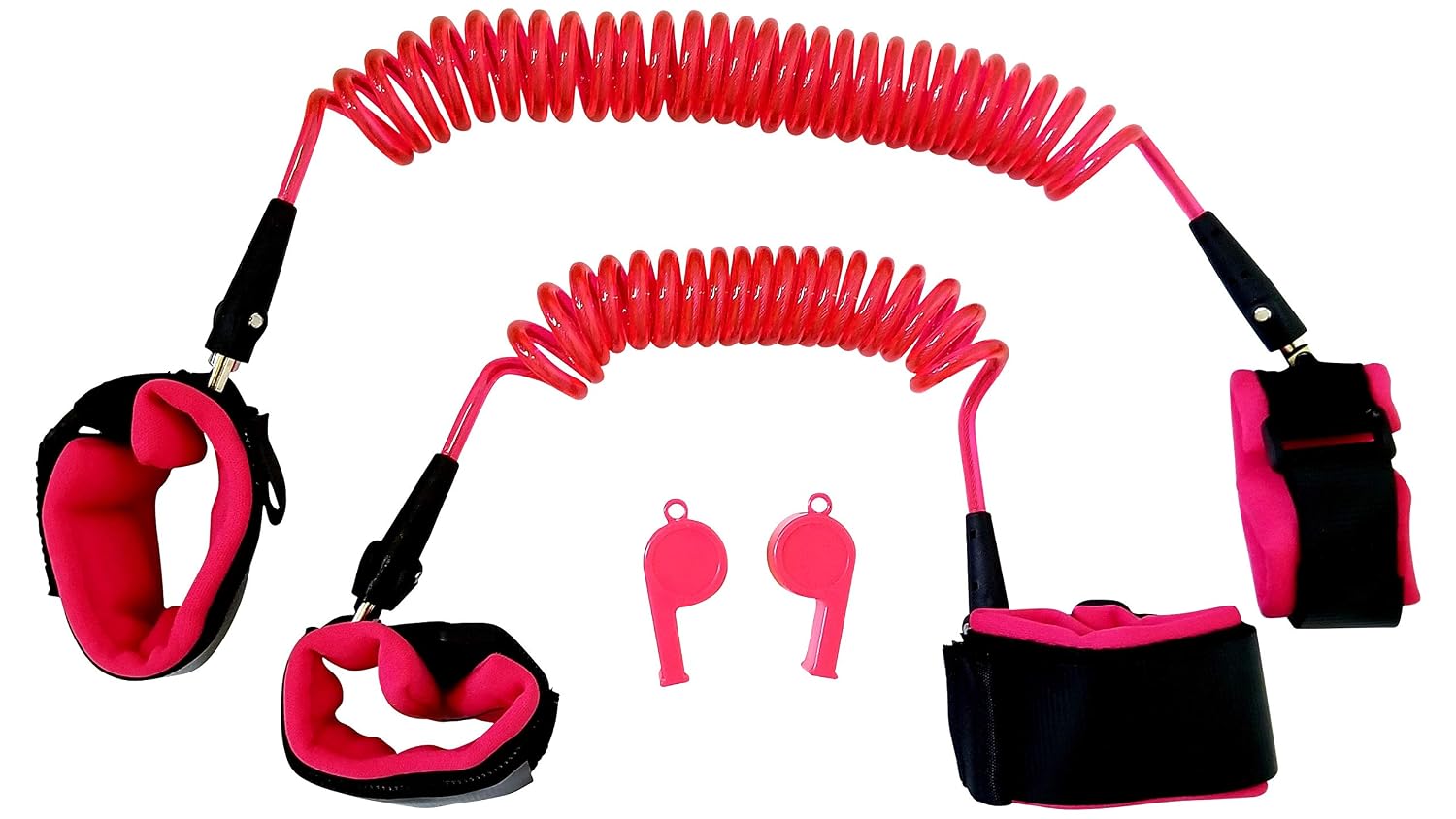 Toddler Harness Walking Leash- Child Anti Lost Wrist Link - Child Safety Harness – 2 Pack (4.9ft & 8.2ft)- Safety Wrist Link for Toddlers, Babies & Kids - 2 Bonus Whistles (Pink)