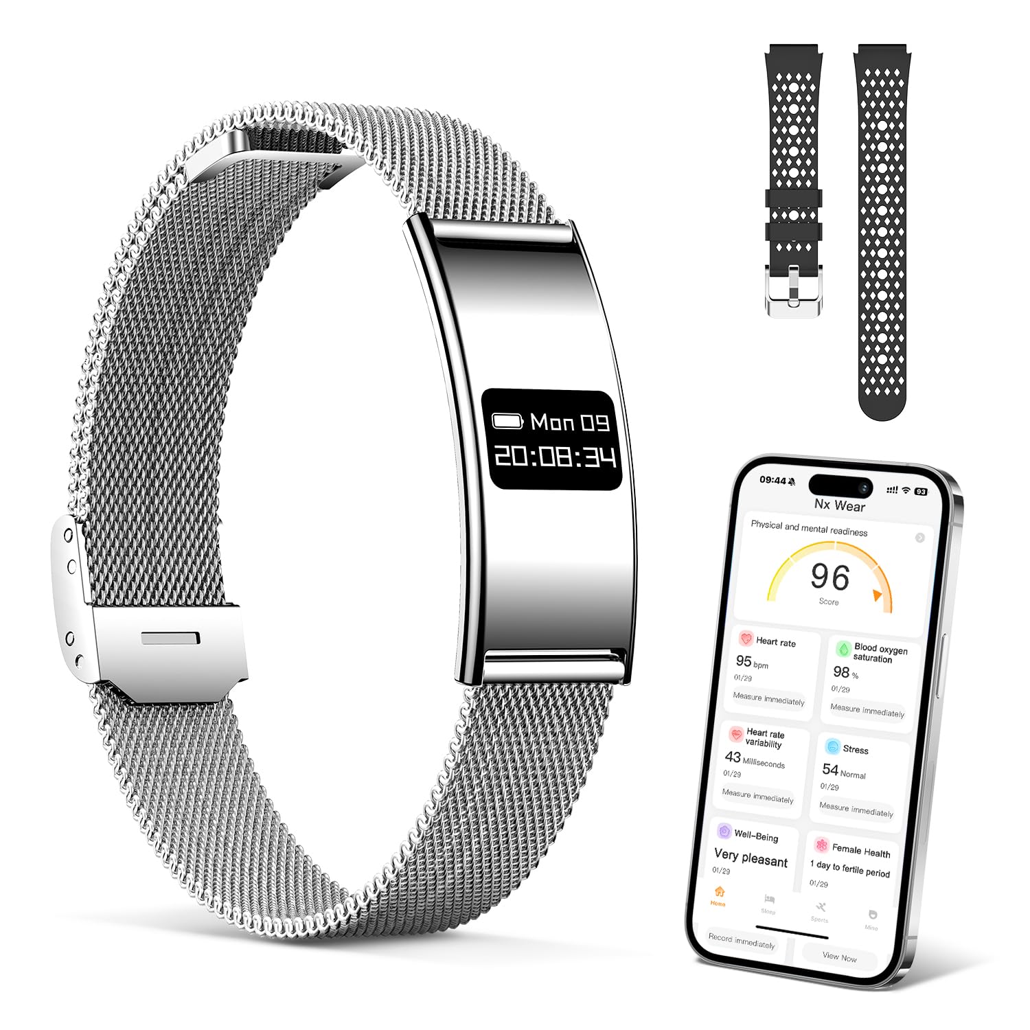 Smartwatch Fitness Tracker Impermeabile, Orologio Smart Band Donna Uomo con Cardiofrequenzimetro, SpO2, Stress, Monitoraggio del Sonno, Modalità Sport Multiple, Compatibile Android iOS