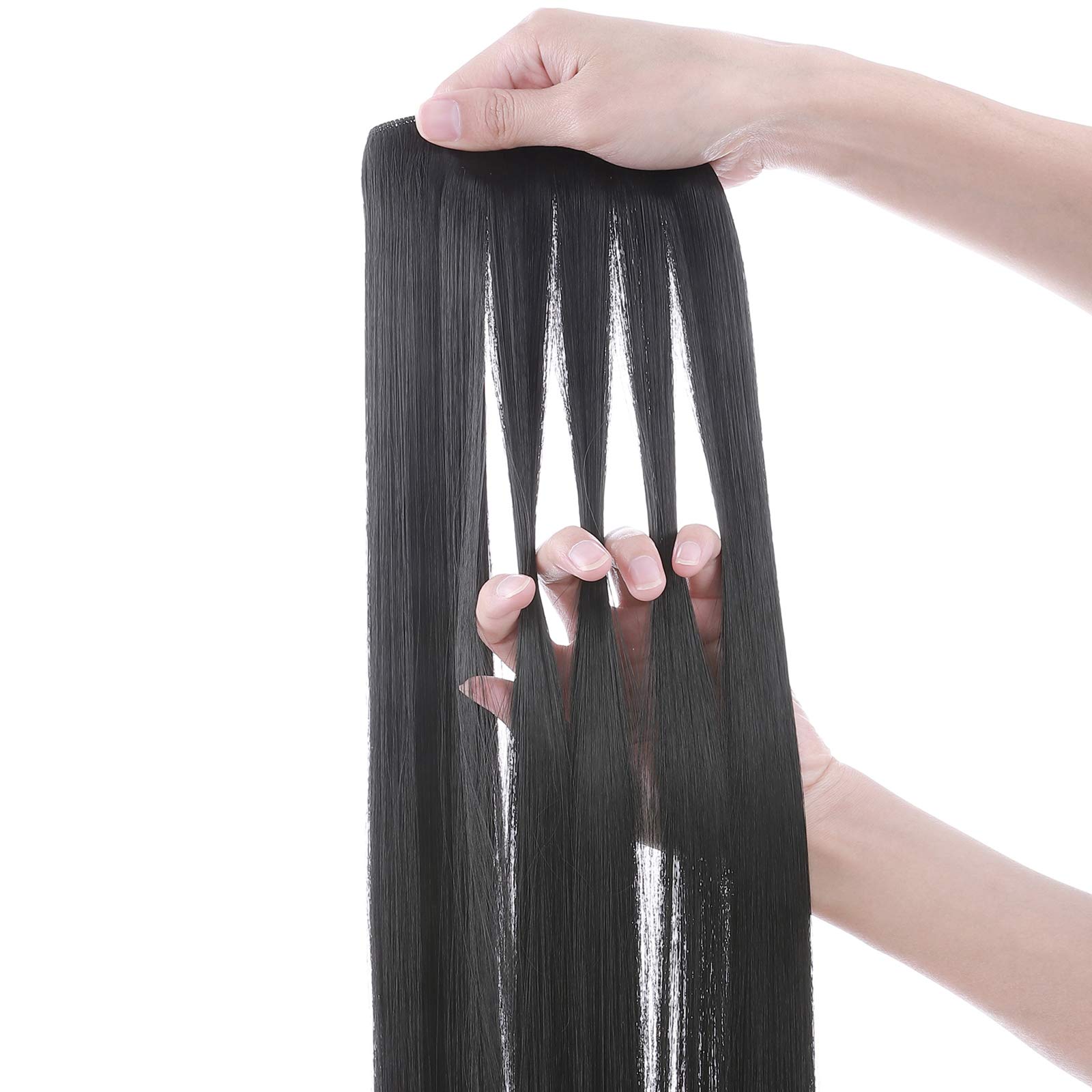 SEGO Extension Capelli Invisibili con Filo Fascia Unica No Clip Lisci 60cm 120g - Nero Intenso