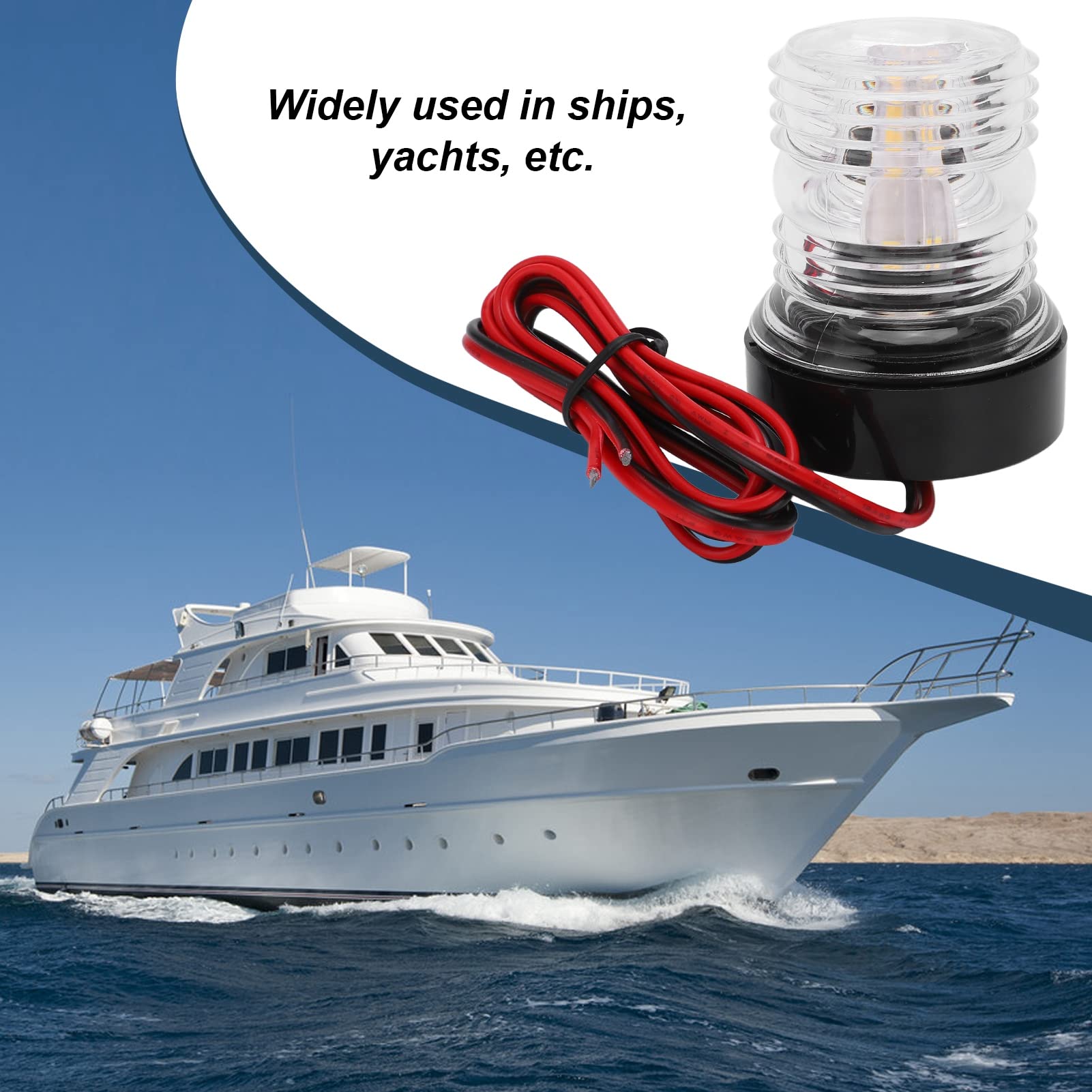 Luci di ancoraggio per navigazione, luce bianca 360 barca, 5W DC12V‑24V Luce impermeabile LED ad alta luminosità Luci di segnalazione marine per barche Yacht Altri trasporti