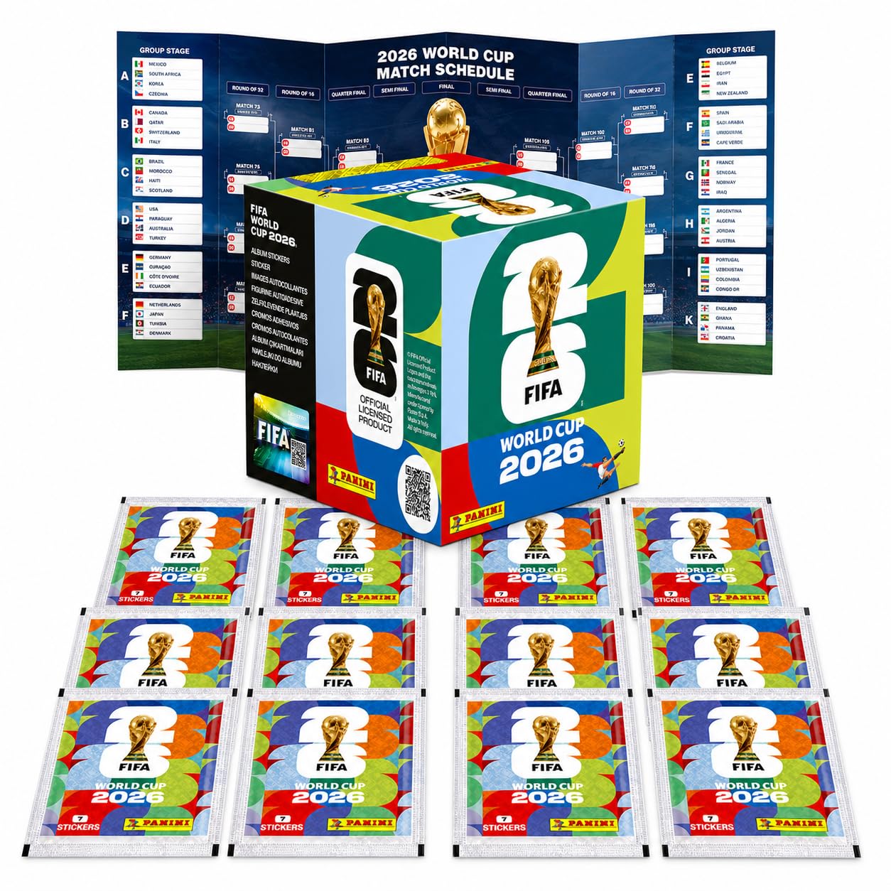 XXL Set Original Panini World Cup 2026 XXL Stickers - Collect & Glue + 1 x World Cup Game Plan (50 Bags / 350 Stickers Single Bags)