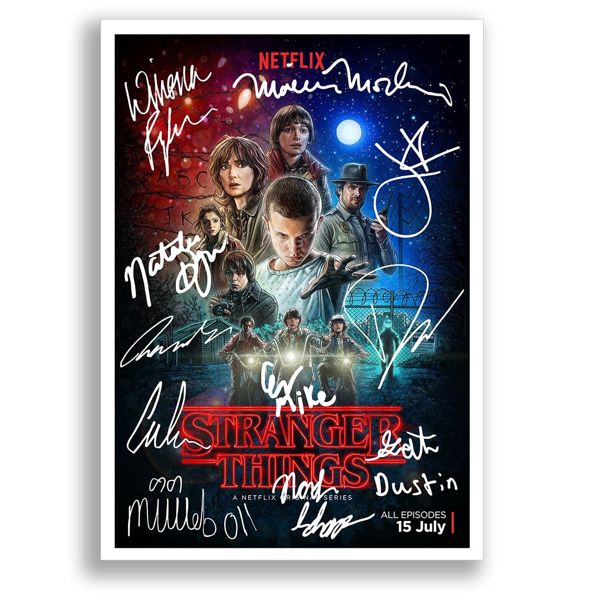 Mounted Gifts Trading Strange Hawkins Thing Cast Signed Autograph A4 Poster Photo Print Photograph Artwork Wall Art Picture TV Show Series Season Gift (Season1, A3 Poster Only)