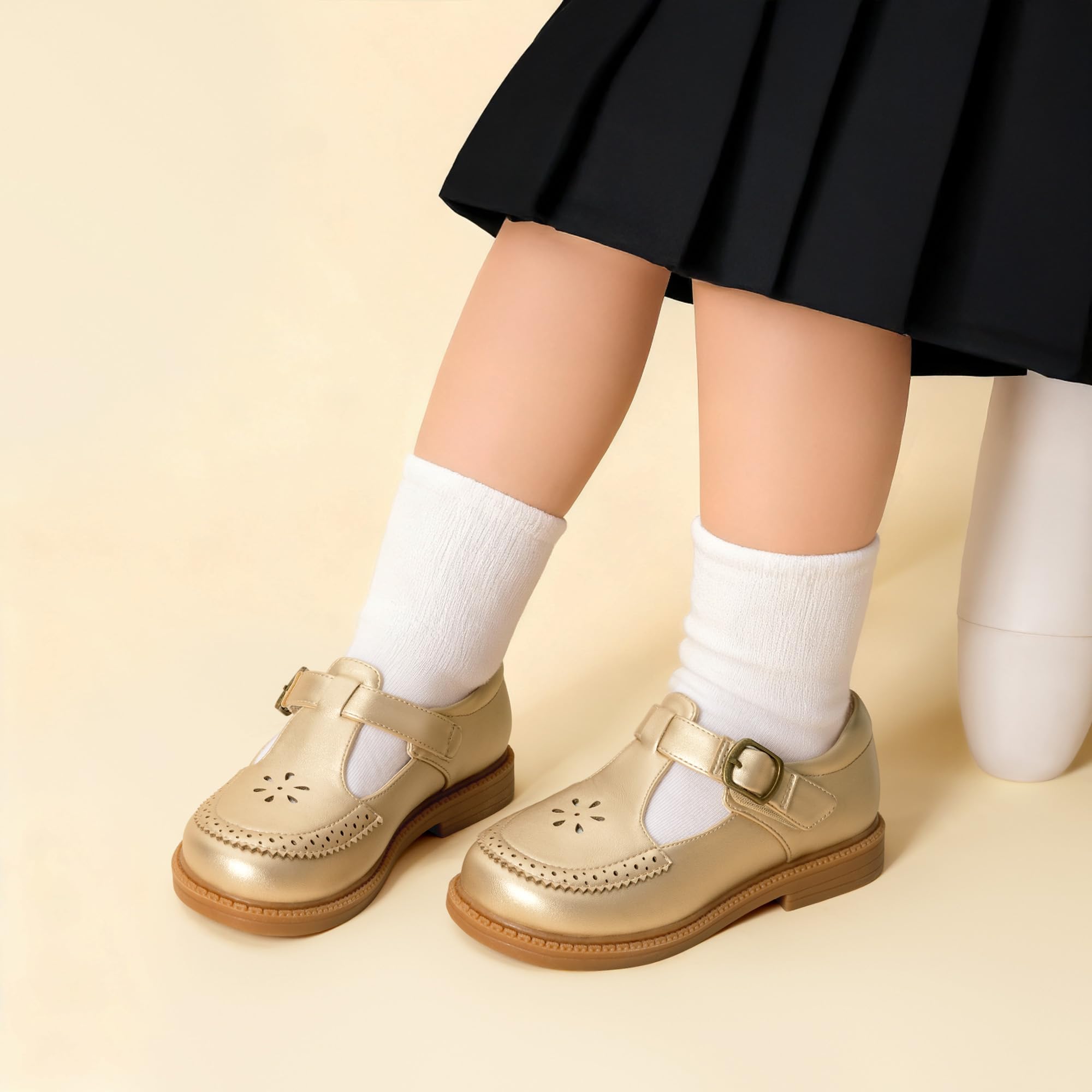DREAM PAIRS Dziewczęce buty na ubrania dla dziewczynek z kwiatami na wesele, imprezę