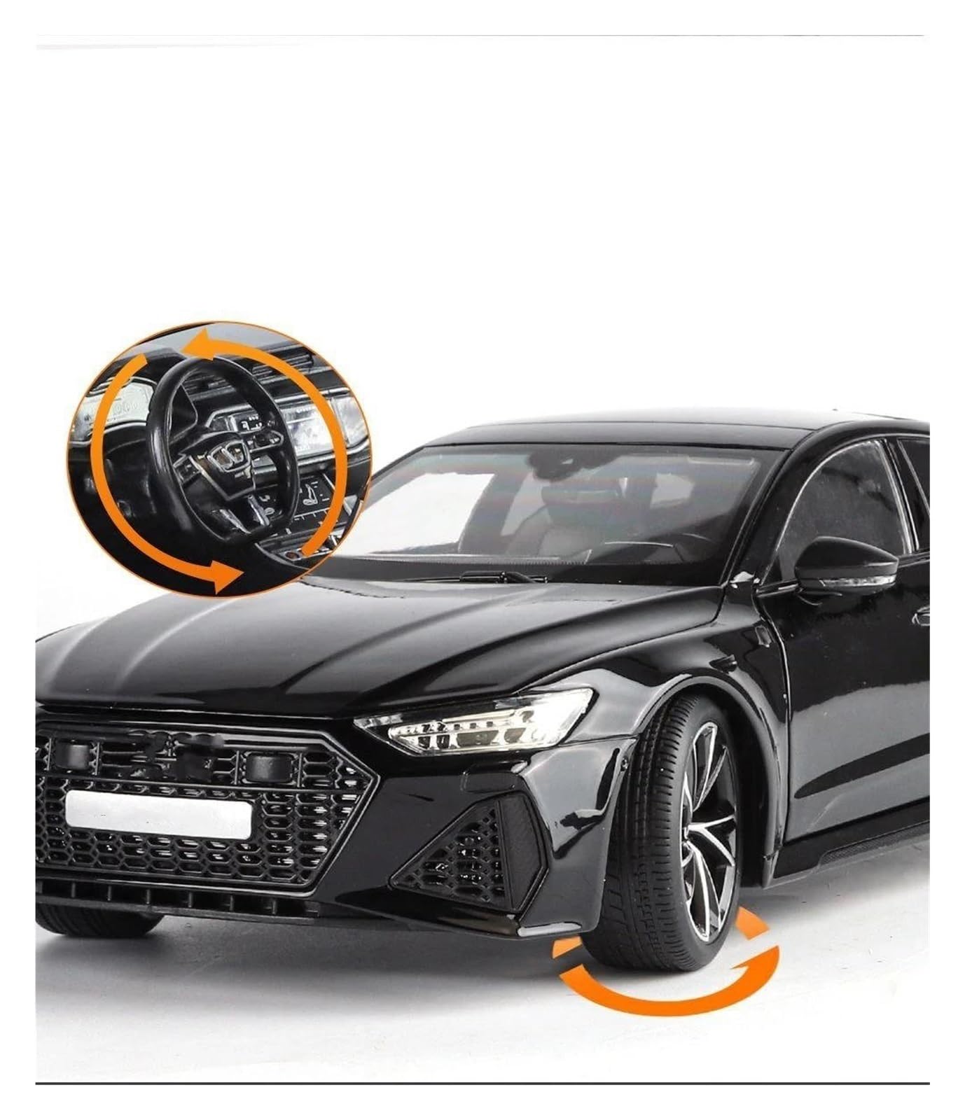 ONAIC Maßstabsmodelle Modellauto 1:18 Für Audi RS7 Sportback Version Leichtmetall-Modellauto Sammlerstück Sammlerauto(Schwarz)