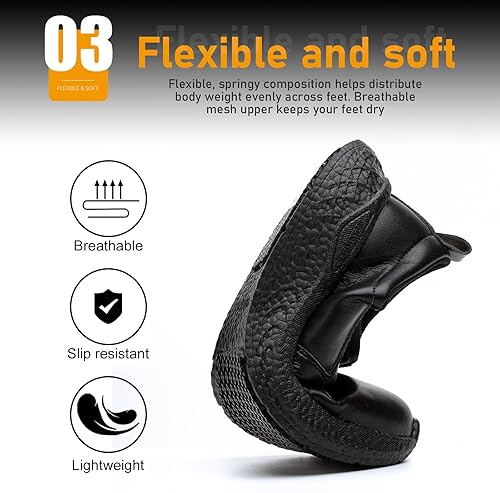 Miniatura 4 de Zapatos de trabajo antideslizantes para mujer, antideslizantes, para servicio de alimentos, zapatos de chef, superficie antideslizante, impermeable,