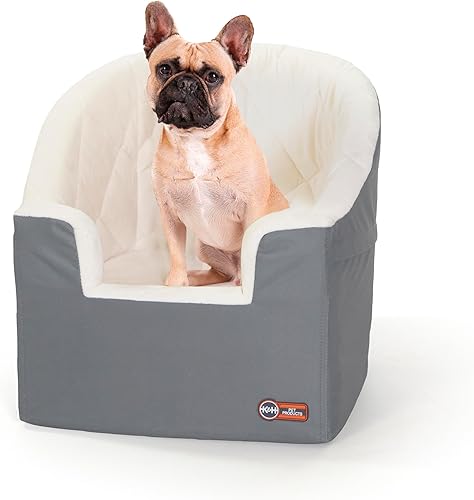 KH - Asiento elevador de asiento de coche para mascotas asiento elevado para mascotas para perros y gatos pequeños plegable color gris y crema