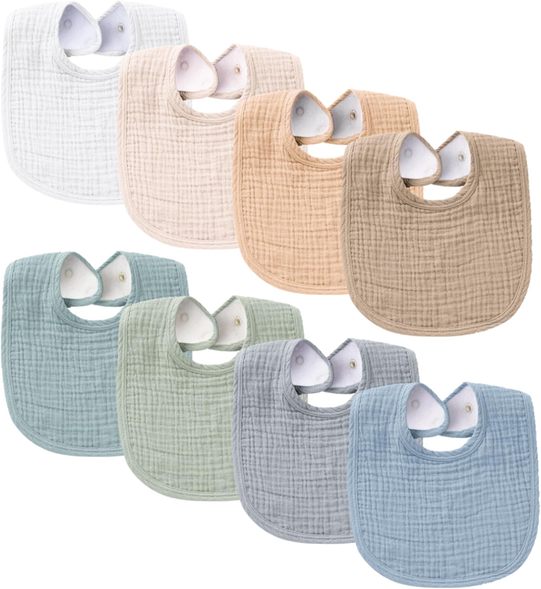 Konssy Muslin Baby Bibs 8 Pack Baby Bandana Drool Bibs Cotton for Unisex Boys and Girls, Soft Absorbent Set for Teething and Drooling