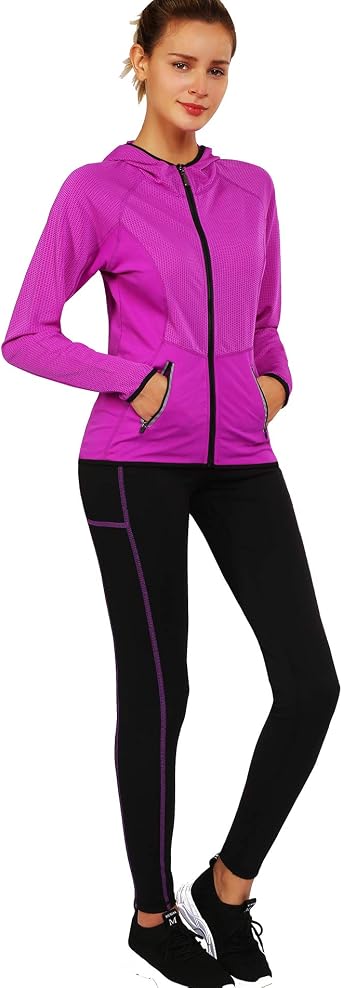 Active Wear Sets for Women -Workout Clothes Gym Wear TracksuitsYoga Jogging Track Outfit Legging Jacket 2 Pieces Set