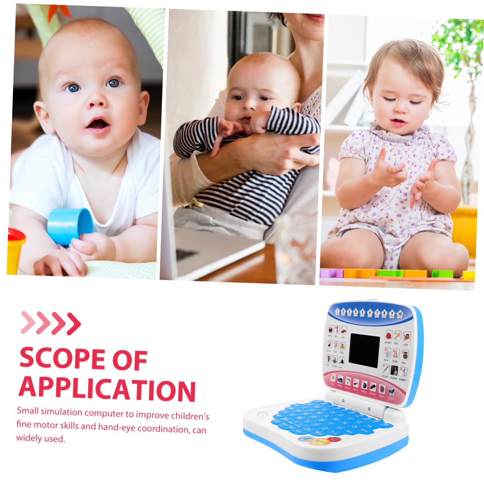 Computer Didattico per Bambini Schermo Led, Laptop Blu | Festa Scuola Decor, Musica Integrata, 3 X Aa Non Incluse, Ps e Componenti Elettronici