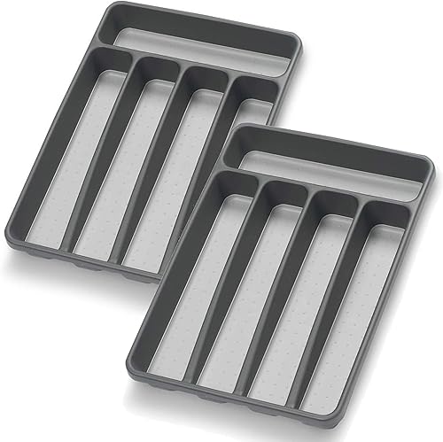 Miniatura 7 de Loyareal Organizador de cubiertos, organizador de utensilios de cocina, organizador de cajones de cocina, bandeja de cubiertos de plástico para