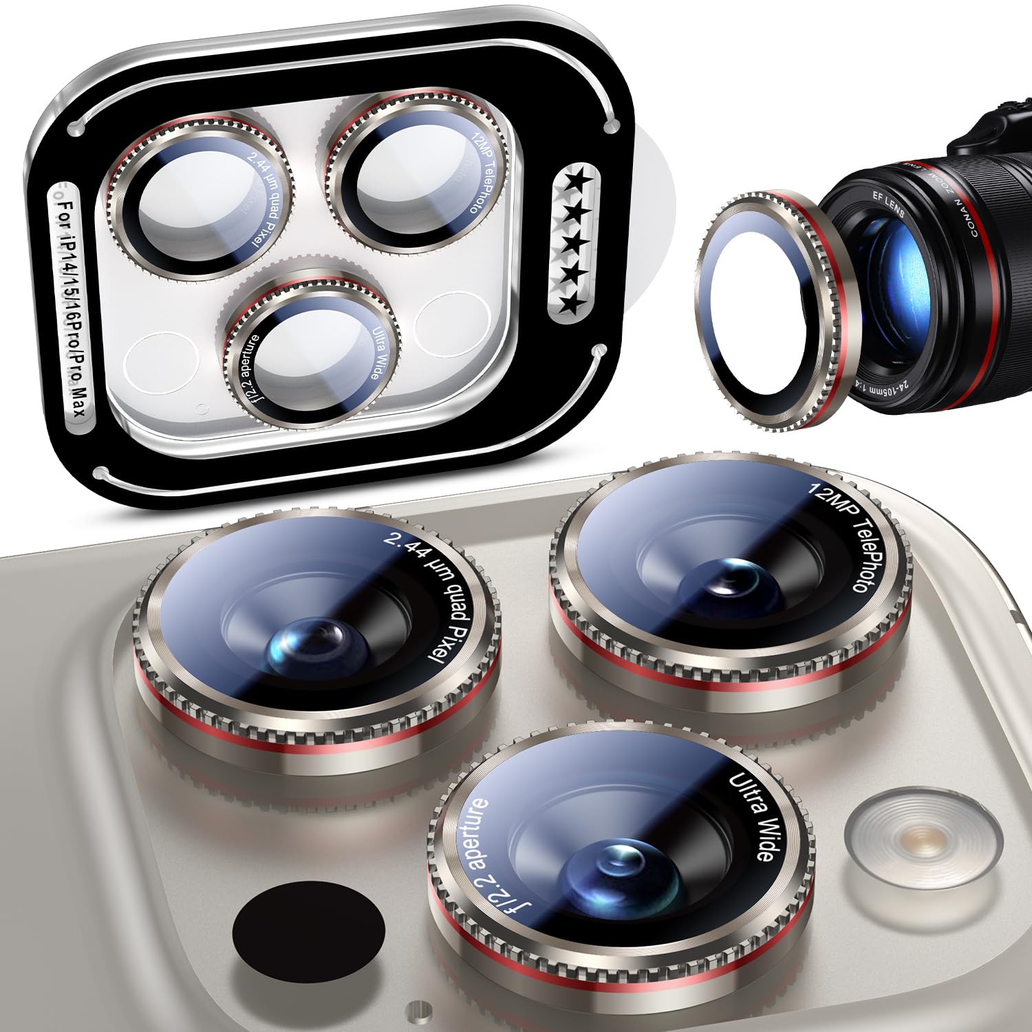 Uyiton for iPhone 17/16/15/14 (Pro Max &amp; Pro) Camera Lens Protector