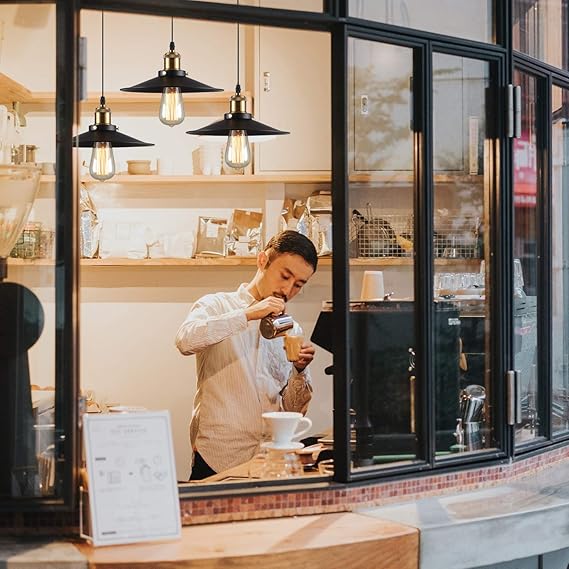 iDEGU iDEGU Industriële hanglamp, 3 lampen, kroonluchter, hanglamp, plafondlamp, vintage, kroonluchter, lampenkap van metaal, Edison, E27, lamp voor keuken, woonkamer, Ø 22 cm, zwart photo 3