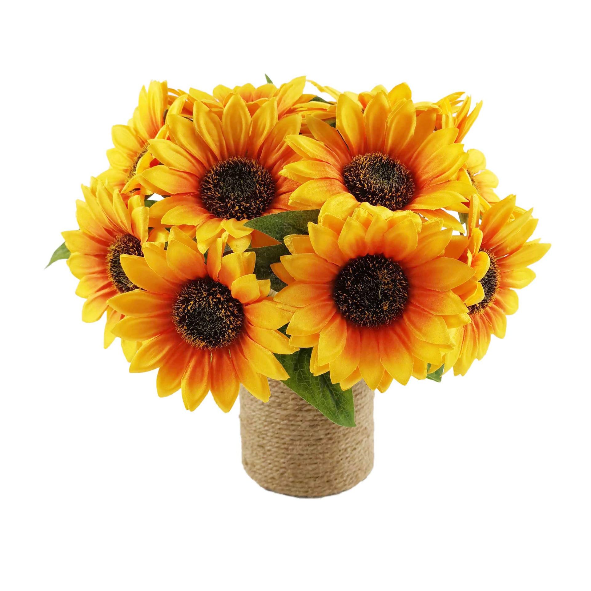 Amazon｜himsyuden ひまわり 造花 花束 5本 向日葵ブーケ 黄色の