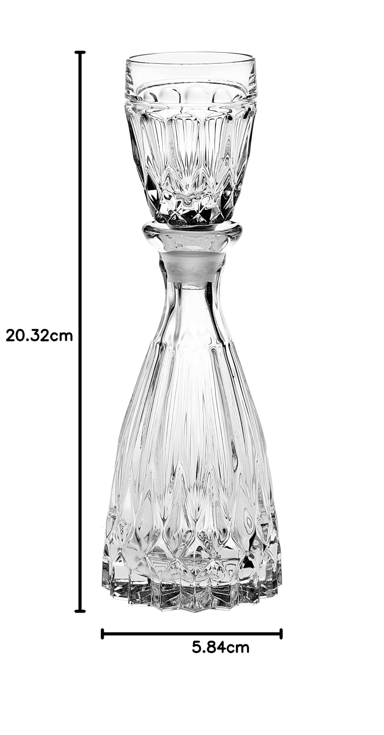 Crystal - Decantador de cristal con tapón de taza de 1 oz (puede utilizar el tapón como vaso) 8 pulgadas de altura - 3 oz Decantador - Hecho en Europa - por Barski