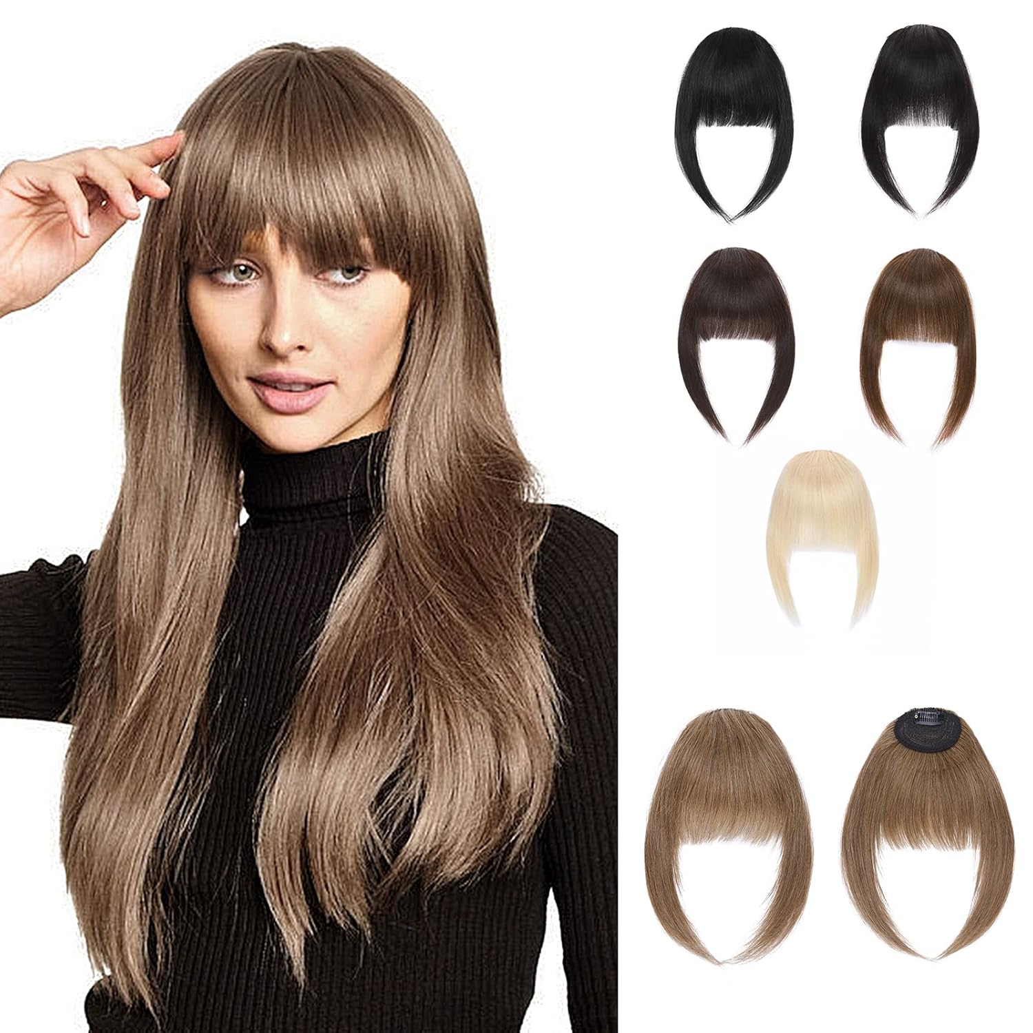 Clip in Bangs Hair Clip Snoilite Human Hair Bangs Hair