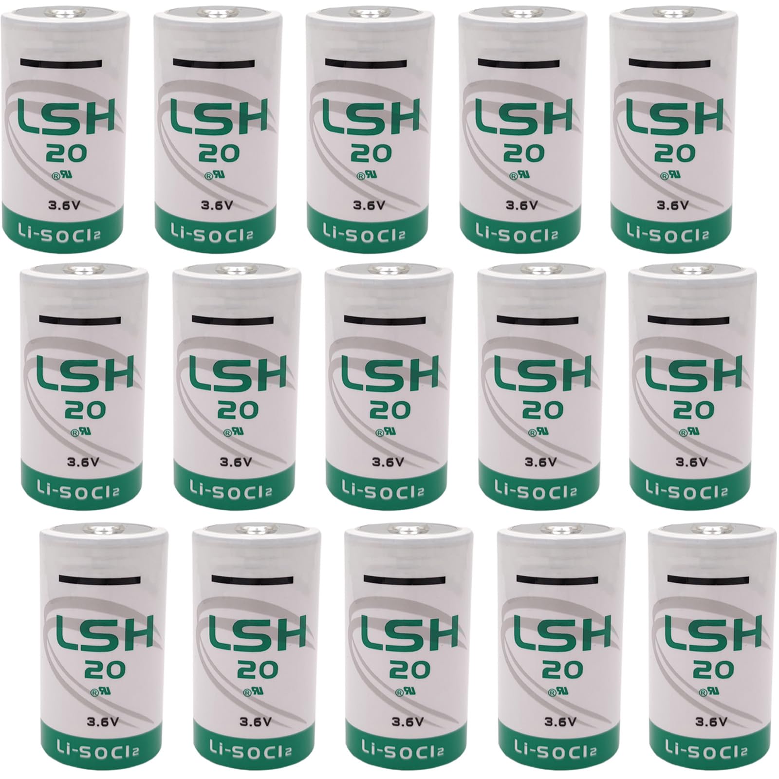 LITKEQ (Pack of 15) LSH20 3.6V D 13000 mAh Primary Lithium Thionyl Chloride Battery Compatible with Saft LSH20 3.6V D-Size Lithium Battery, for Alarm Systems GPS Systems Battery