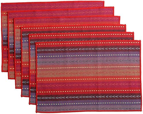 Juego de 6 manteles individuales de algodón trenzados acanalados lavables 12 x 18 pulgadas color mixto 2