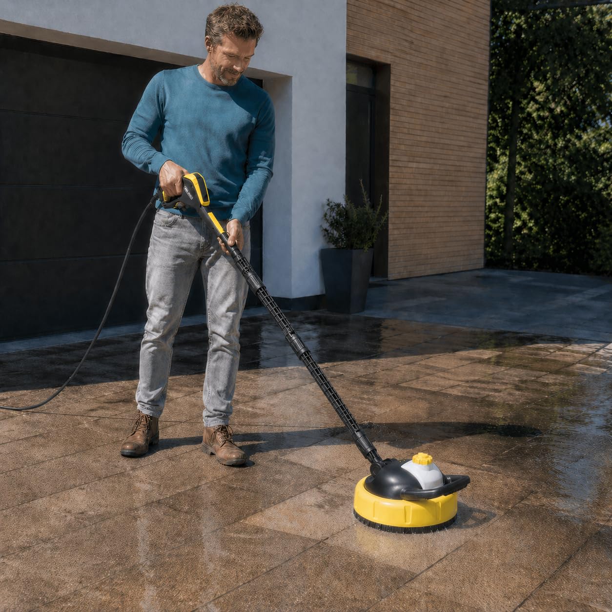 Sillar Cepillo Rotativo de Alta Presión para Hidrolimpiadora | Limpieza Rápida de Terrazas | con Recipiente para Fluidos | Reemplazo para Kärcher K2 K3 K4 K5 K6 K7, Lavor, Parkside