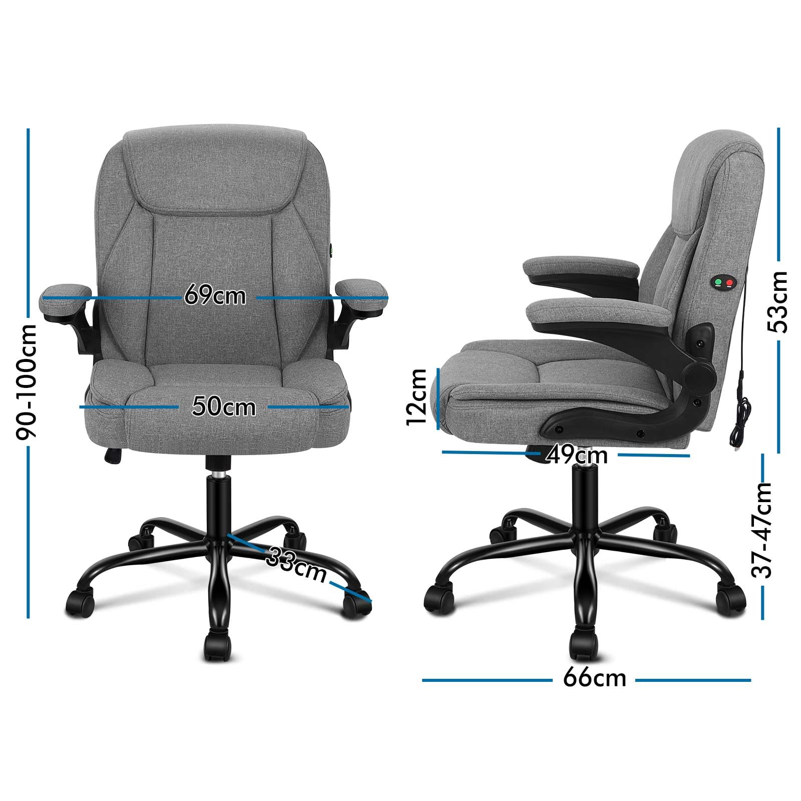 ALFORDSON Chaise de Bureau, Ergonomique, avec accoudoirs rabattables, en Lin, avec Ascenseur à gaz, Chaise de Jeu, pour Ordinateur, Table de Travail, Charge maximale 150 kg, Tissu Noir