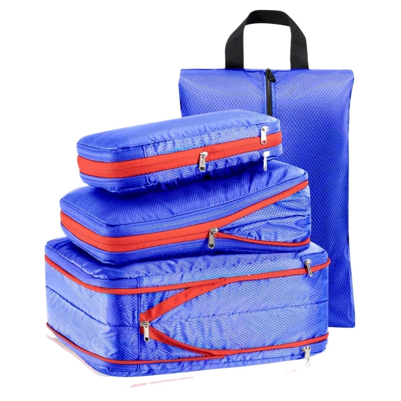 Kompressions-Packwürfel für Reisen, erweiterbare Kompressions-Packwürfel, leichte Reise-Aufbewahrungstaschen für Gepäck zum Organisieren von Kleidung und Accessoires, einfach zu packen und zu