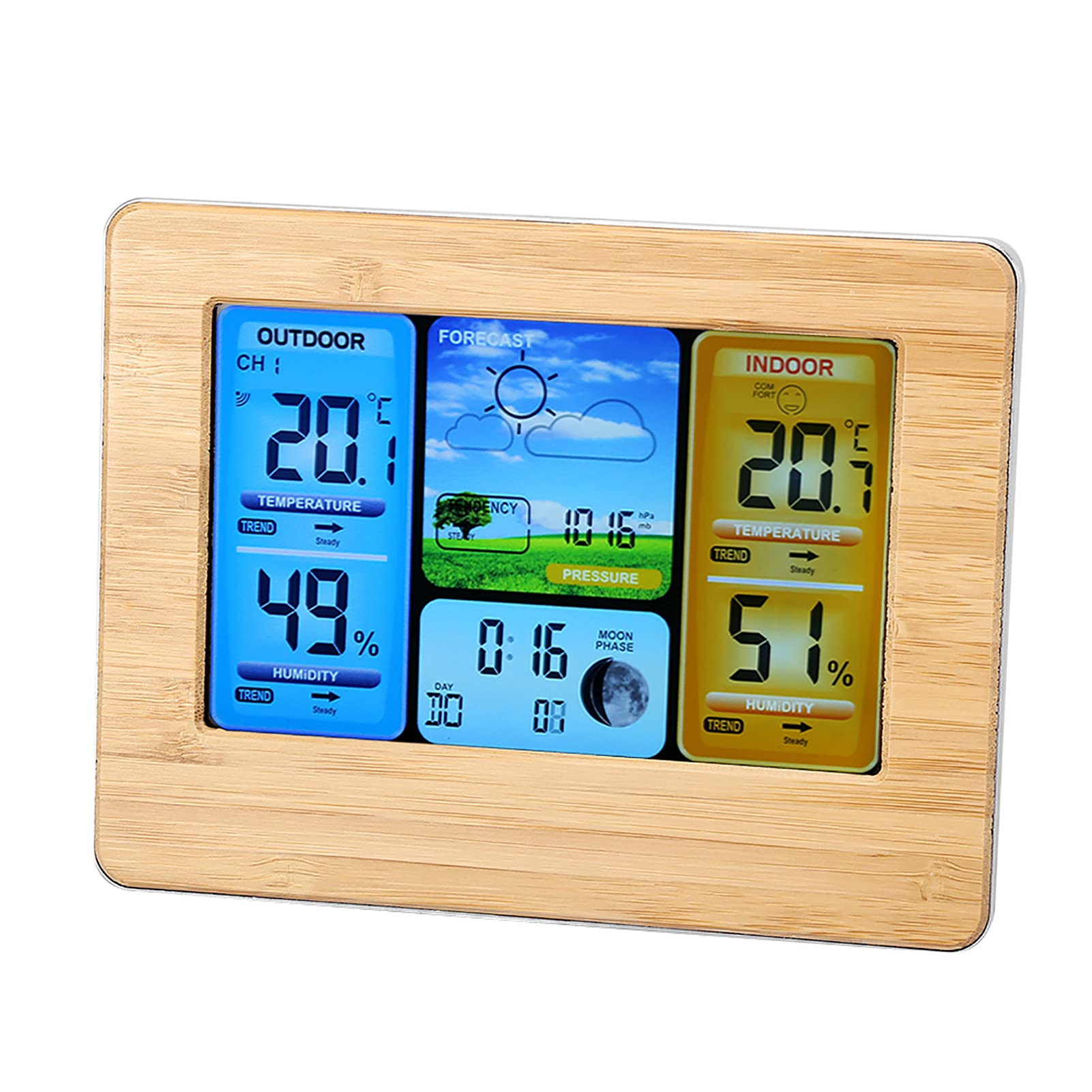 Generic Stazione Meteorologica Digitale Wireless Termometro LCD Display per umidità Interna Esterna per Soggiorno Camera da Letto (#1)