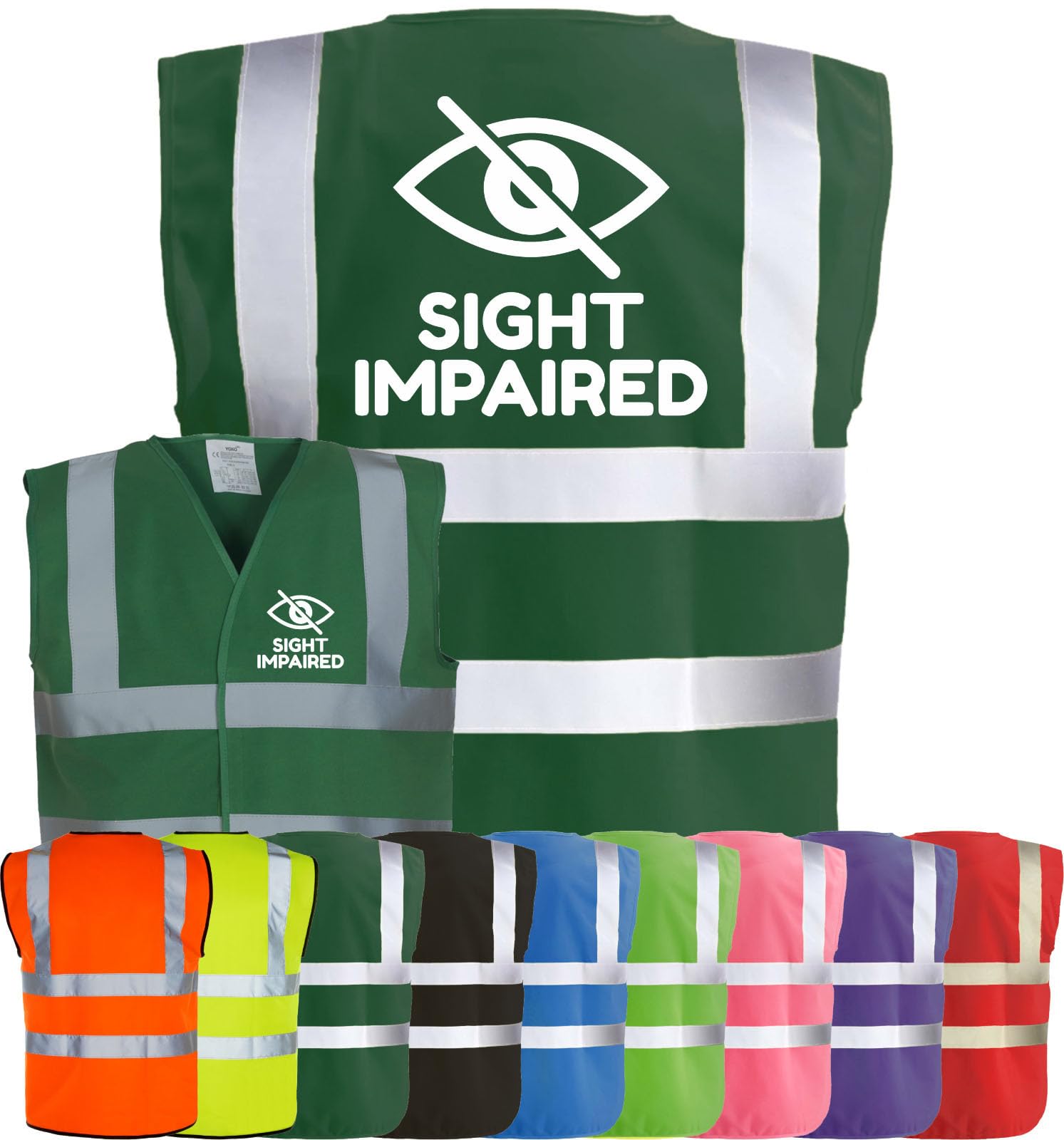 Corporate Togs Sight Impaired Blind Aid Printed Vest - Hi Vis Safety Vest, Waistcoat, High Visibility, Fastening Waistcoat | Protective Safety Wear โ image 1