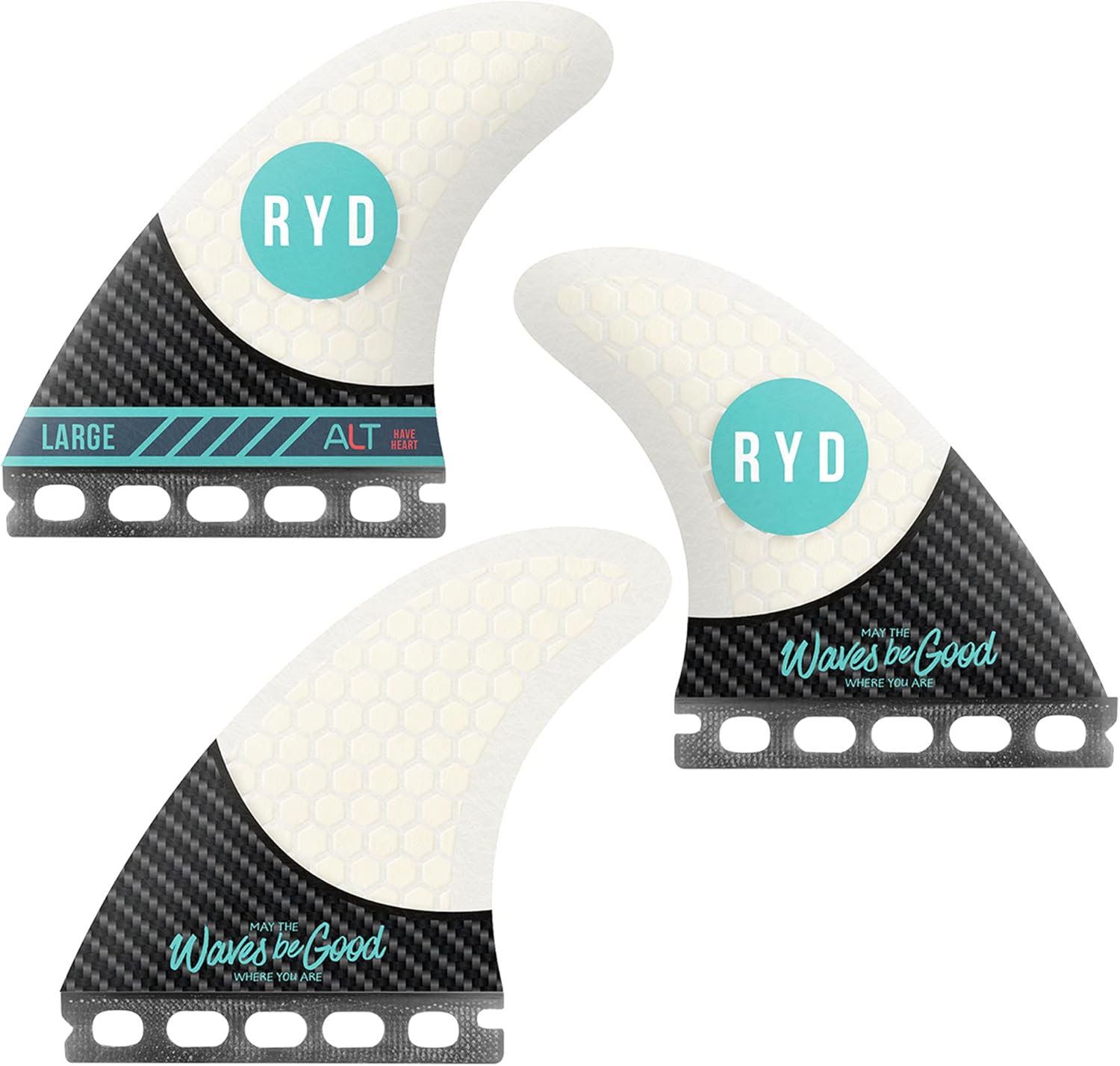 Ride Surf Thruster Fin, ALT Have Heart, Futures/FCS Compatible, 2 Types, Honeycomb Structure, Fiberglass & Carbon