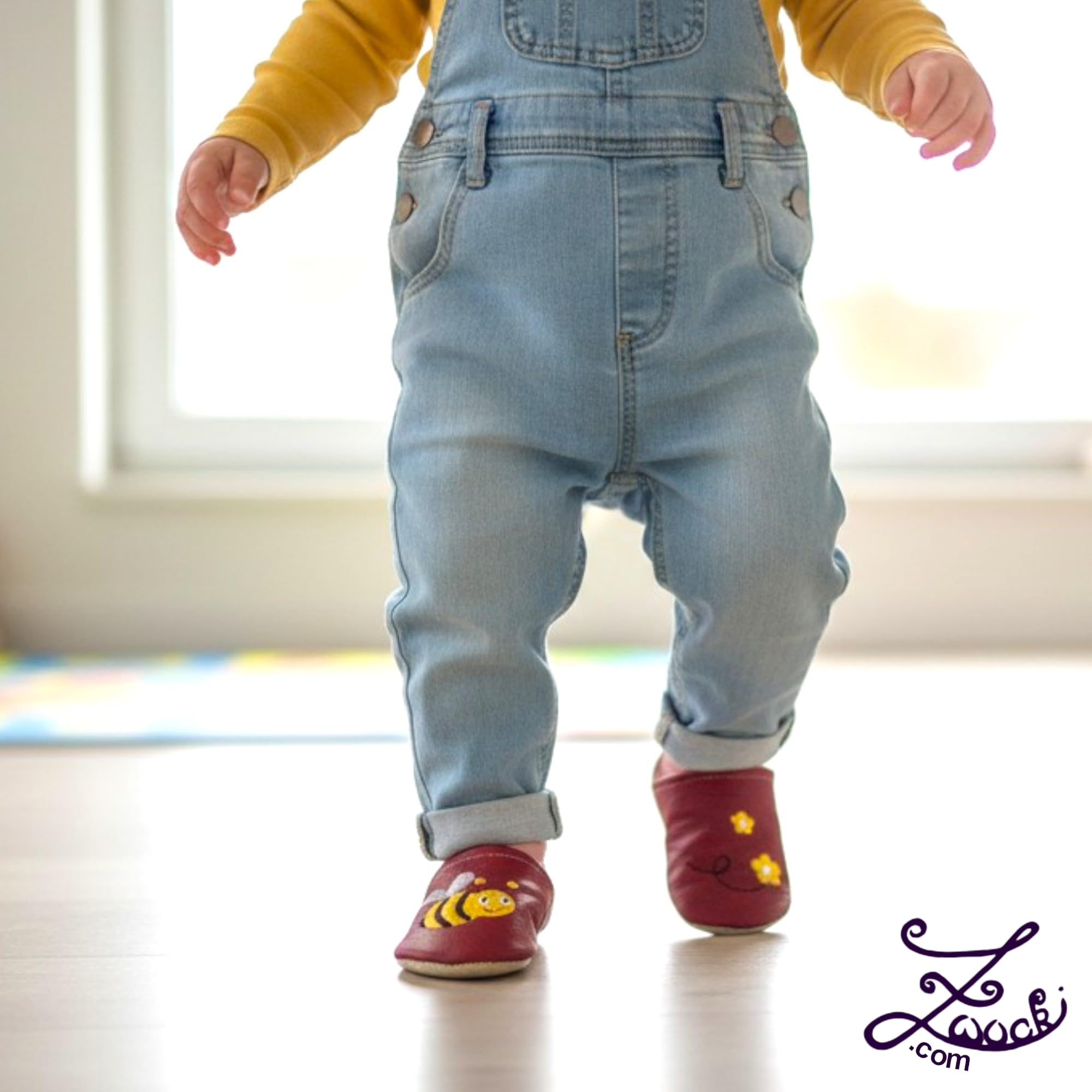 Generisch Zwucki Baby Lauflernschuhe Lederpuschen Krabbelschuhe aus Echtleder Handgemacht mit Motiv für Mädchen und Jungen