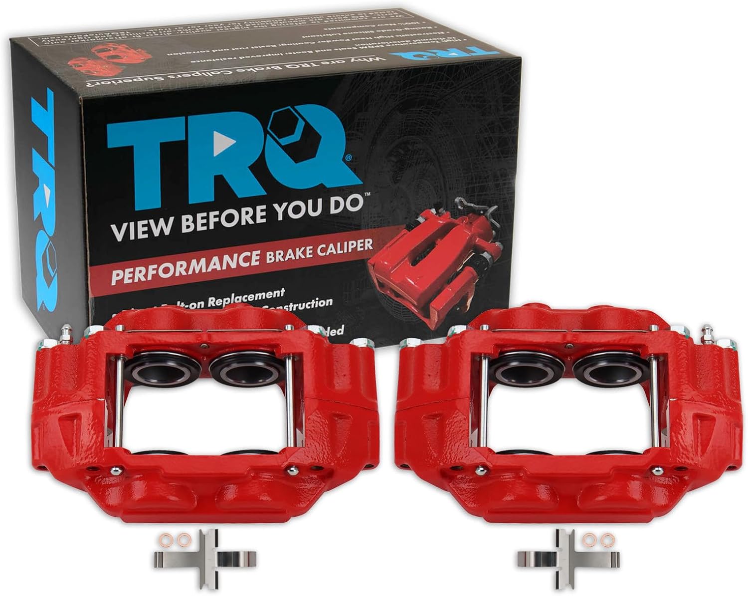 TRQ Performance Front Driver and Passenger Side Brake Caliper Set Caliper Brackets Compatible with 06-07 Subaru Impreza WRX WRX Limited WRX TR