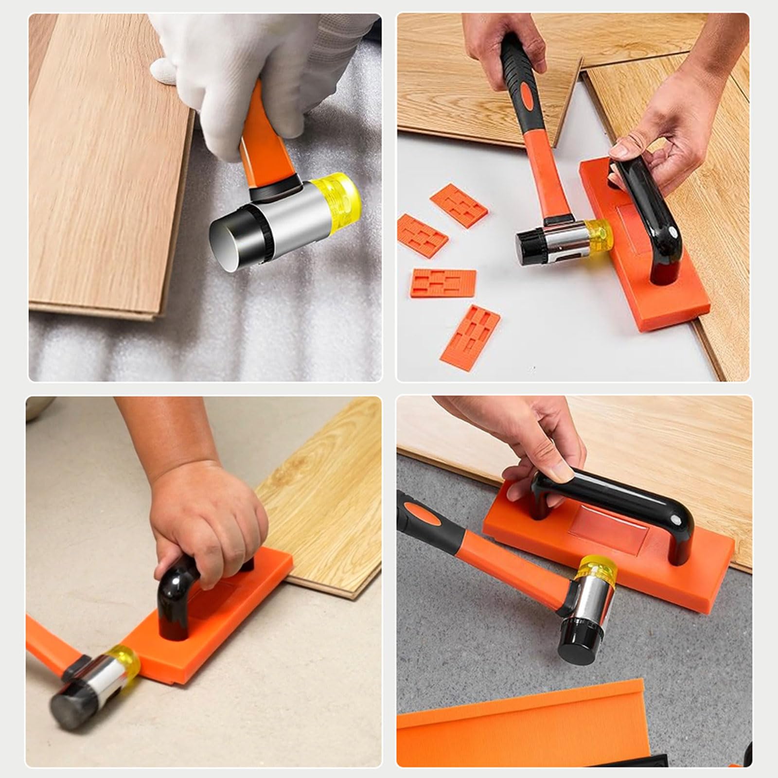 Herramienta de suelo laminado resistente, bloque de roscado para tablones, espaciadores de varilla de tracción pesada, mazos de montaje de suelo