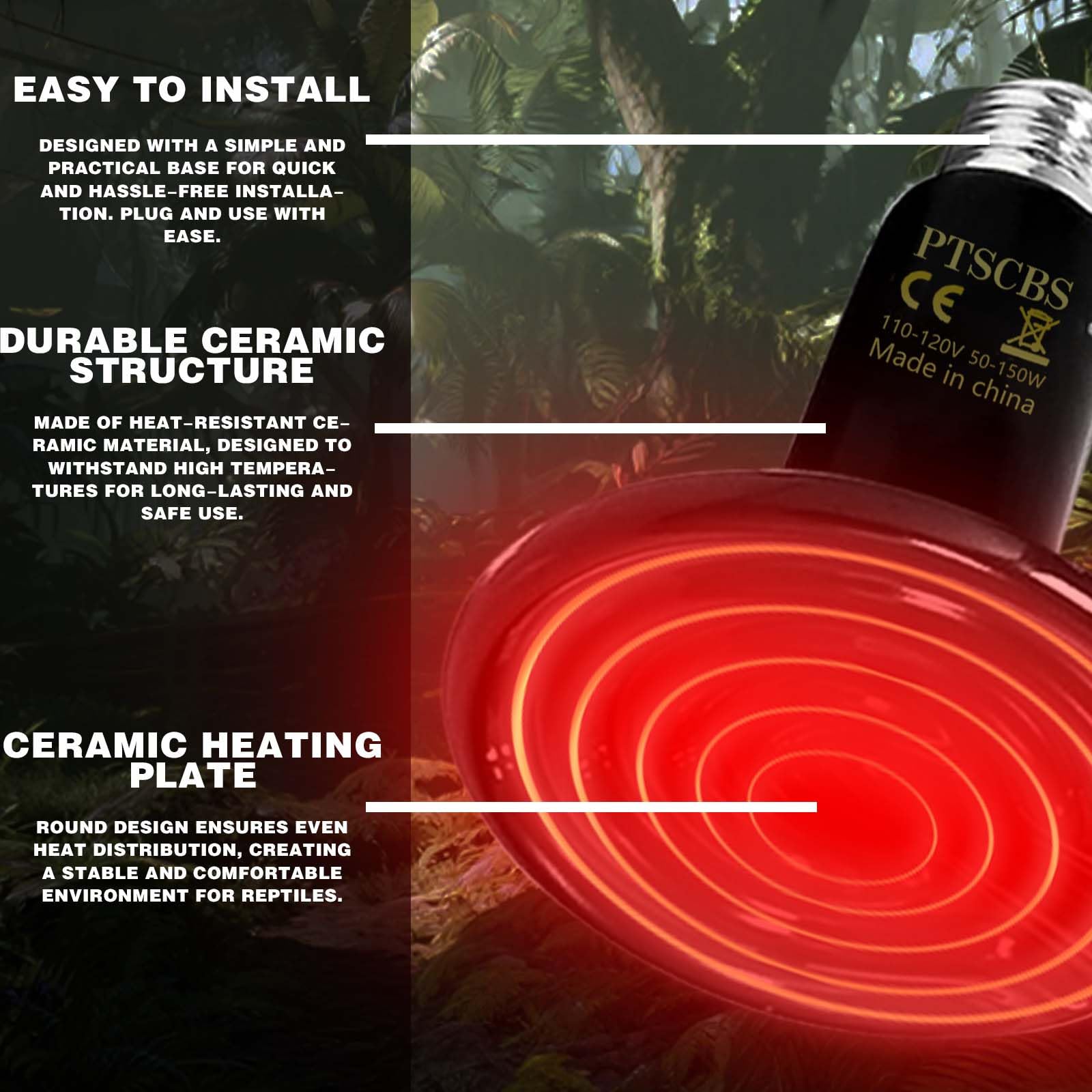 75W Reptile Heat Lamp(2 Packs)-Ceramic Heat Emitter for Reptiles Amphibian Pet Brooders Chicken Incubation, and Terrariums Turtle Lizard Bearded Dragon Snake E26 - image 4