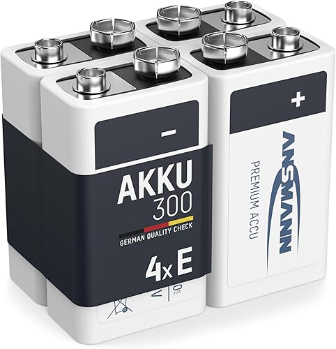 Miniatura 1 de ANSMANN Baterías recargables de 9 V 300 mAh precargadas de baja autodescarga NiMH batería de 9 voltios Batería de 9 V (paquete de 4)