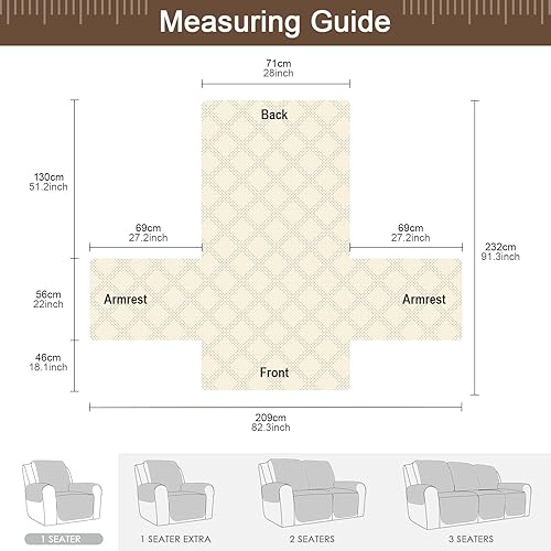 Miniatura 167 de TAOCOCO Funda para silla reclinable 100% impermeable, fundas antideslizantes para silla reclinable con bolsillo, protector de muebles lavable