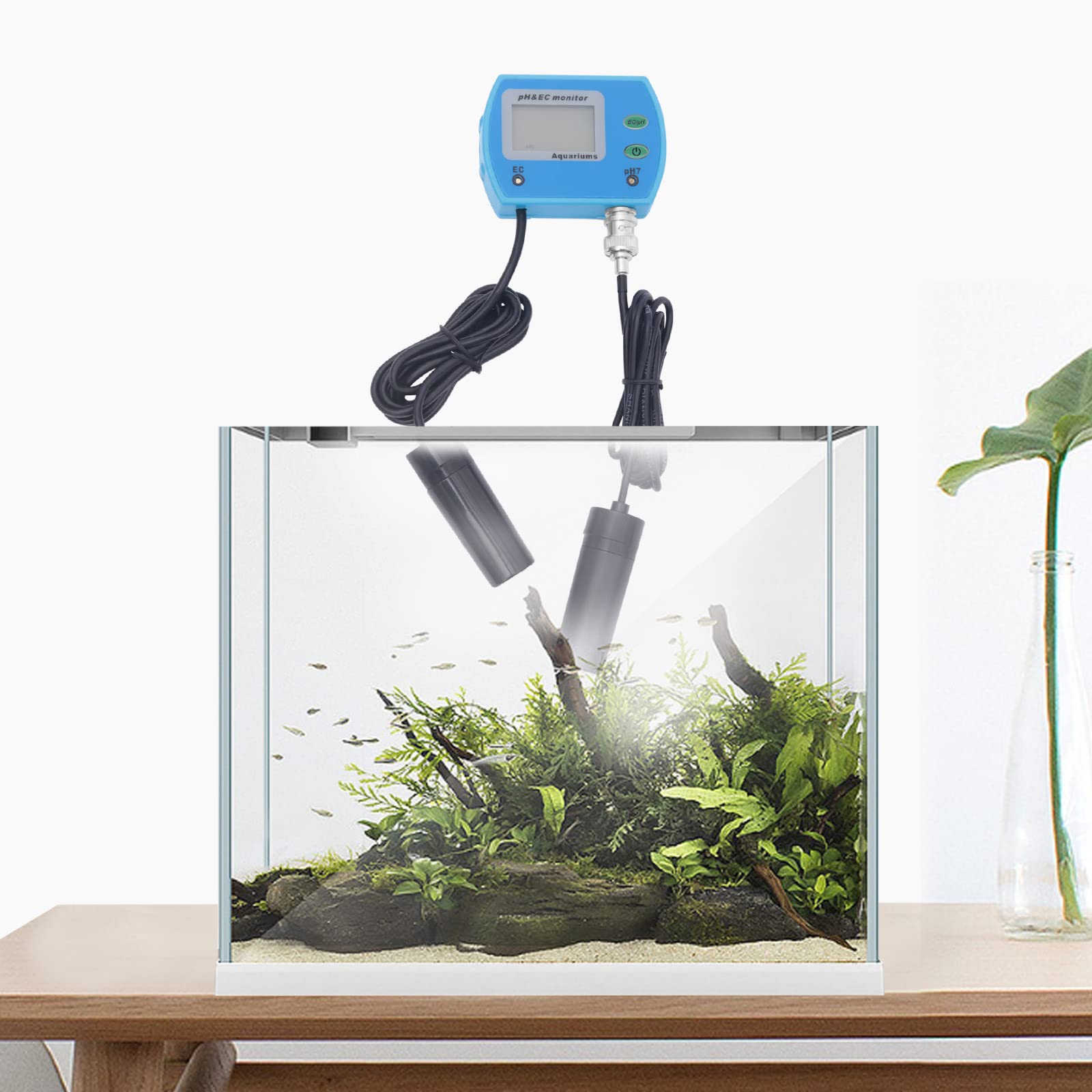 Tester d'acqua 2 in 1, tester digitale di qualità dell'acqua e campo di misurazione EC 0,00 – 14,00 pH EC ammonta a 0,00 – 19,99 ms/cm per piante, acquari potabili, ecc