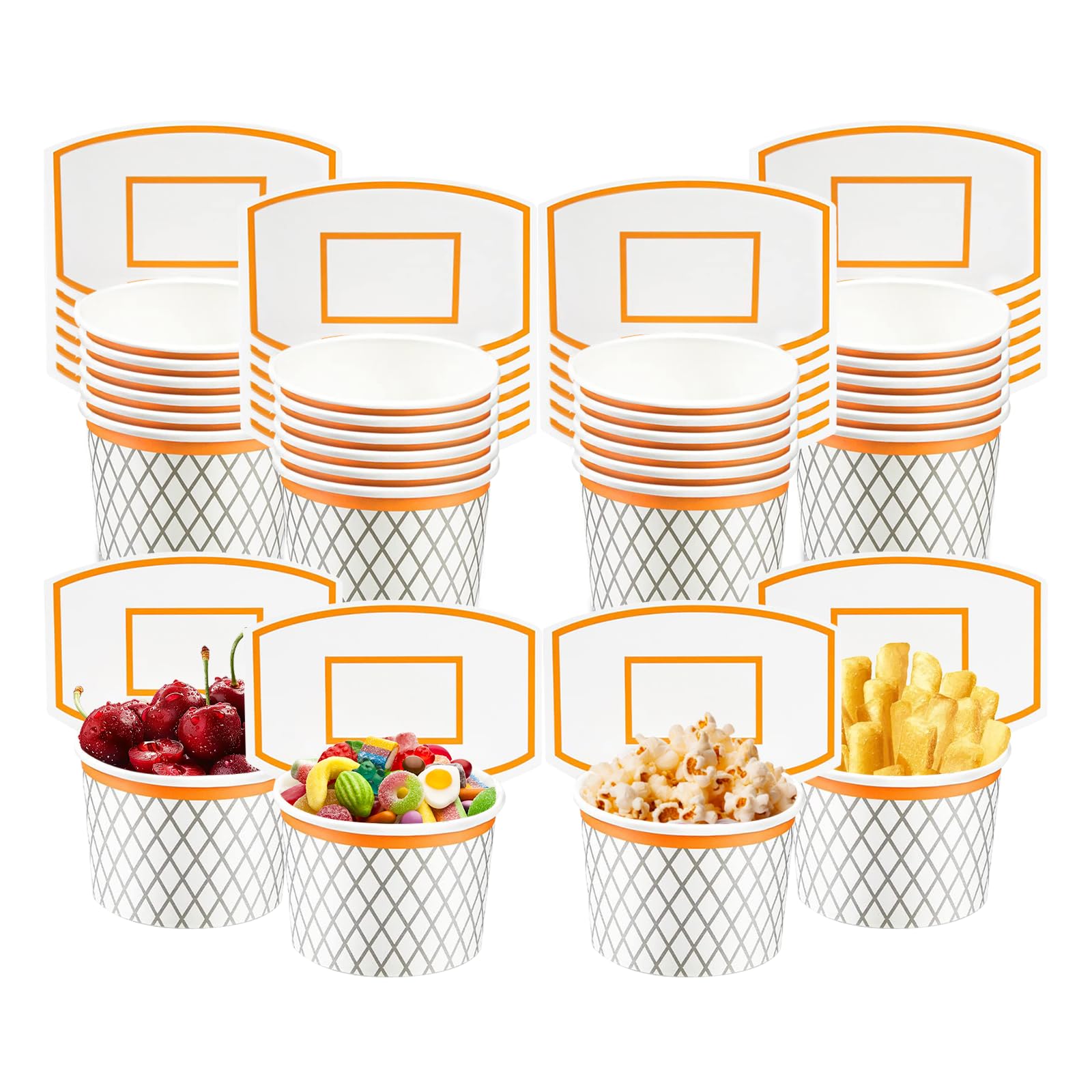 LYART 24Pieces Basketball Hoop Snack Cups for Basketball Birthday Party Decorations Supplies, Basketball Decor Themed Party Favors, Disposable Paper