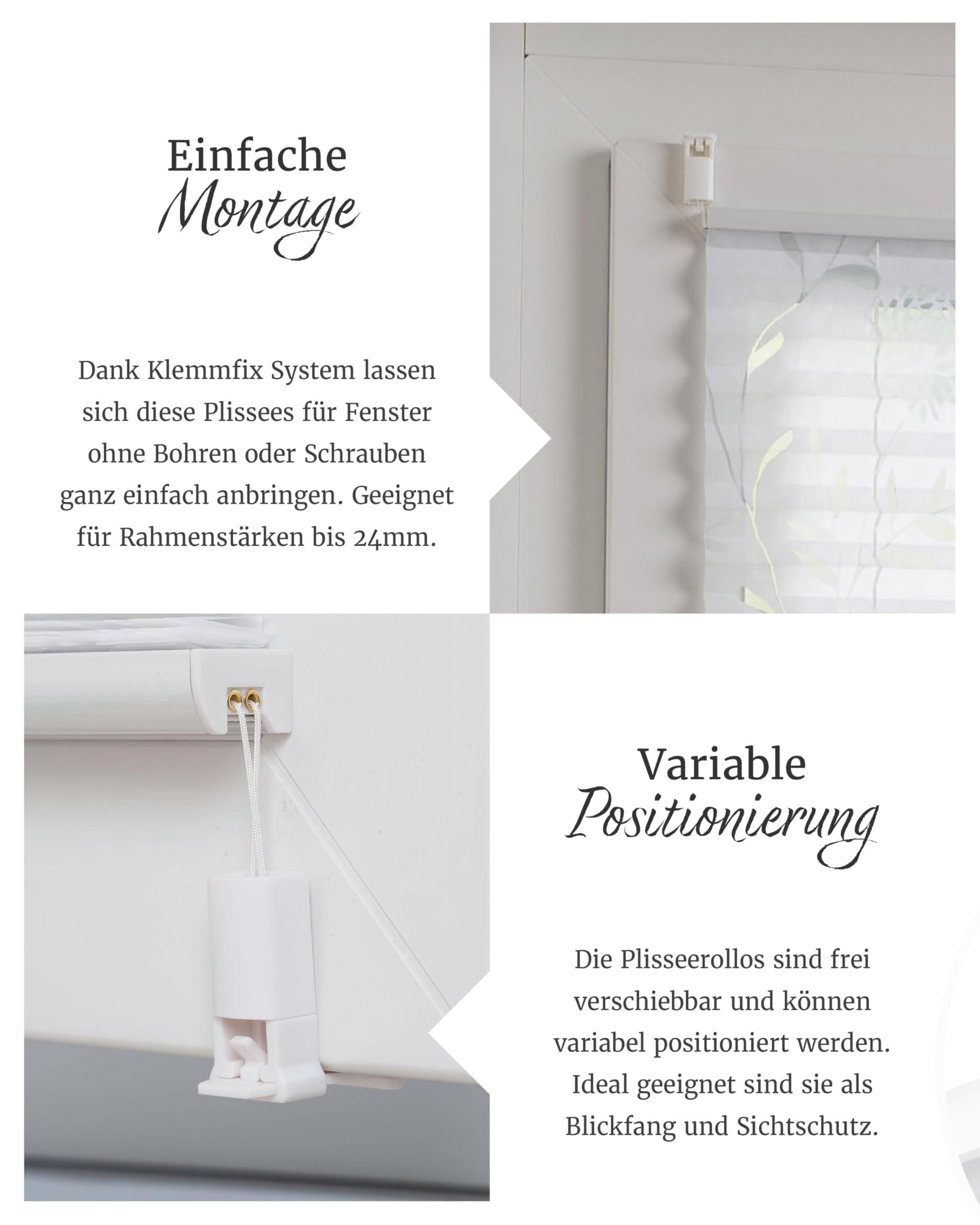 by Garesa Fenster Klemmfix Plissee ohne Bohren 50 x 130 cm Burnout Blume, Weiß - Lichtdurchlässiger Fenster Sichtschutz und Fenster Deko, Faltrollo